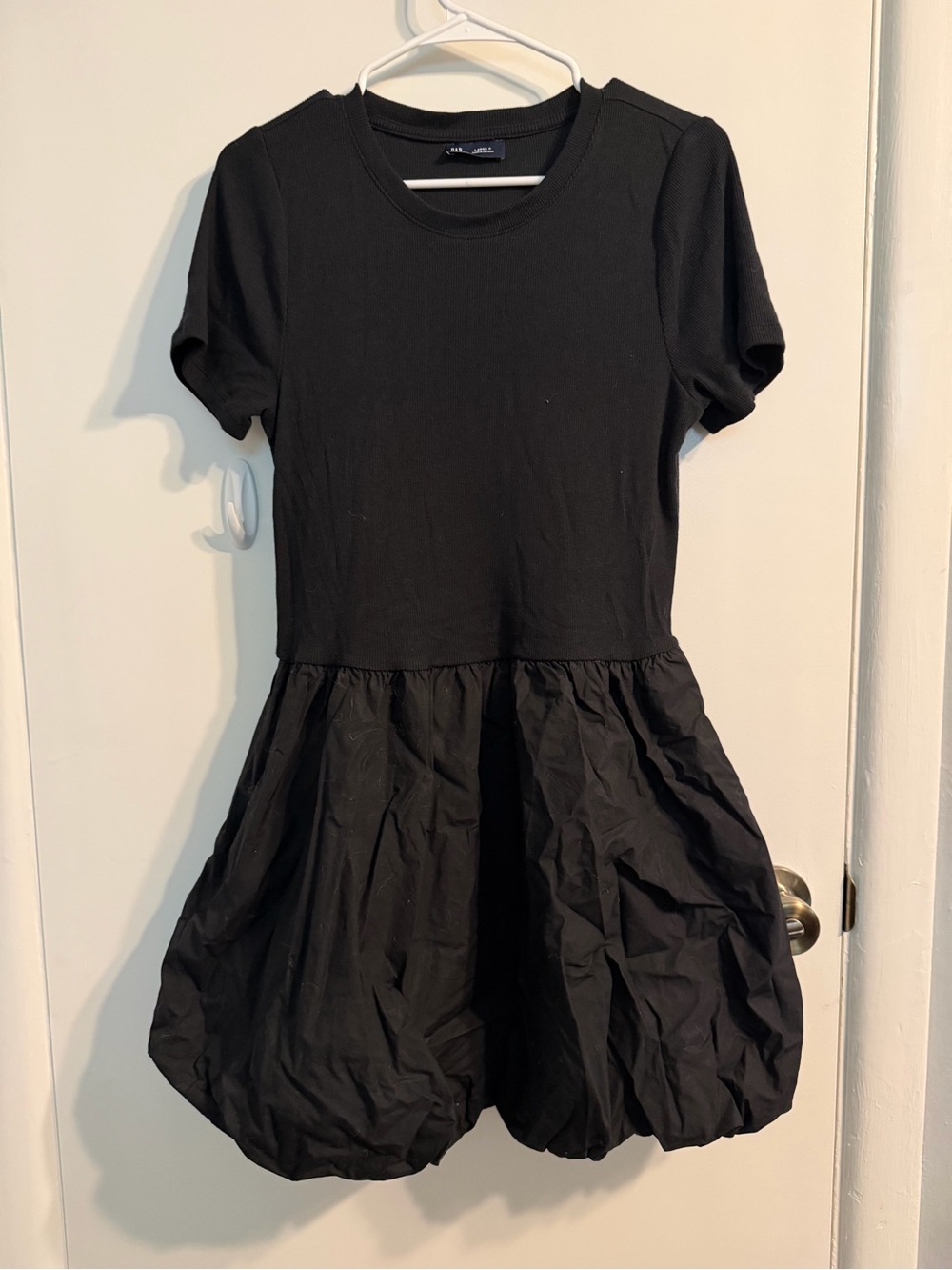 GAP Black Short-Sleeve Bubble Skirt Dress
